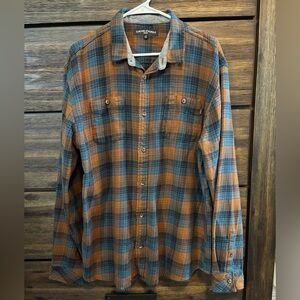 Tank Farm Men's Blue and Rust Plaid Shirt